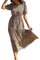 GRECERELLE Womens Summer Midi Dress Floral Print Boho Dress Ruffle Puff Sleeve High Waist A-Line Casual Boho Cocktail Holiday Beach Long Dress for Ladies (FP Floret Coffee, M)