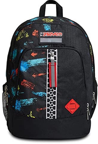Zaino Scuola Seven Advanced - Scratchy Boy Ragazzo - Nero - Doppio scomparto con Porta di Ricarica USB - Tasca porta borraccia