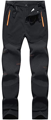 BenBoy Damen Wanderhose Wasserdicht Softshellhose Outdoorhose Winddicht Warm Gefüttert Winter Skihose Snowboardhose Trekkinghose,KZ2987W-Black-XL