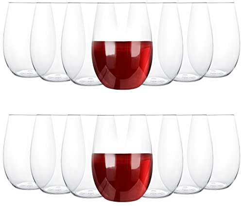 JMIATRY 12 Pcs Plastic Stemless Wine Glasses, 350ml Plastic Wine Glasses Reusable, Clear Shatterproof Wines Glass for Wedding, Party, Picnics, Camping and Pools