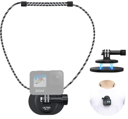 VRIG Magnetic Neck Selfie Holder for Gopro, Chest Shoulder Support Angle with Joint Mount, for Go Pro Max Hero 11 10 9 8 7 Insta360 X5 DJI Action 5Pro/4/3 Pocket 3