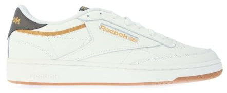 Reebok Men Club C 85 Sneaker, Chalk/Reebok Rubber Gum-06/Retro Gold F23-R, 4.5