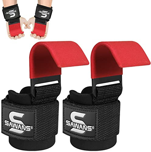 Coppia di ganci per sollevamento pesi, rivestiti in solido acciaio e neoprene, con imbottitura spessa, per sollevamento pesi, palestra, stacchi da terra, mento, trazioni alla sbarra, attrezzatura per