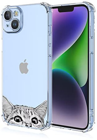 Topme Custodia per Telefono per iPhone 14 (6.1 Inches), Cover per Cellulare con Motivo Verniciato Trasparente in Morbido Silicone TPU - Fiori 5