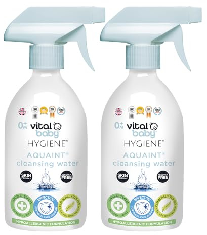 Vital Baby Aquaint Cleansing Water 1L | Hypoallergenic, Antibacterial | Gentle on skin yet effective against germs, this alcohol-free, no-rinse cleanser is ideal from birth, at home or away.