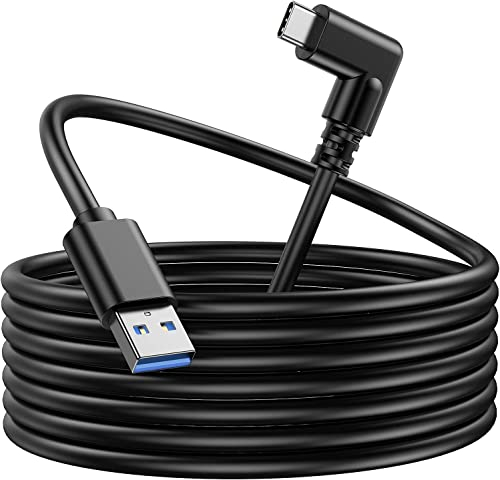 CANIAN Link Cable 5M/16FT Elbow USB 3.2 Type-C Cable Compatible with Meta/Oculus Quest 1/2/Pro,PICO 3/4,for Gaming PC/Steam VR Charging Function (5M-Black)