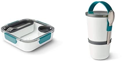 BLACK + BLUM | Bento Box Style Compartment Food Container | Ocean Blue, 1 L / 34 fl oz Stackable BPA-Free Leak-Proof Microwave Safe Lunch Box Food Container, Ocean, 900 ml/30 fl oz