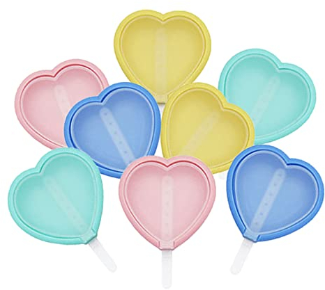 8 Pcs Eisformen Silikon, Popsicle Formen Set wiederverwendbar Eis am Stiel Formen Eiscreme Formen DIY Ideen Eis am Stiel BPA Frei, für selbstgemachte Eislutscher, Kuchen, Schokoriegel