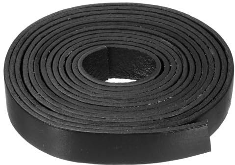 sourcing map 2.2 Yard 15mm Flat Leather Cord, Leather Strips 2mm Thick Lacing Strings for DIY Crafts Making Bracelet Purse Strap (Black)