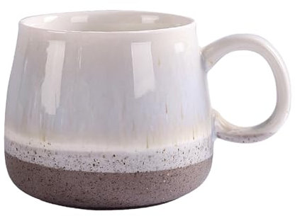 Taza de cerámica esmaltada estilo nórdico de 500 ml, estilo retro, de gran capacidad, color gris
