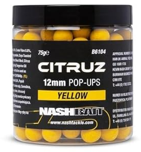 Nash Citruz Pop Up Boilies in Gelb - Pop Ups mit 3ml Citruz Booster zum Karpfenangeln - Auftreibender Floating Carp Bait (20mm)