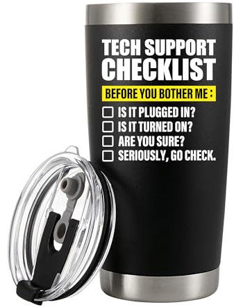 Panvola Tech Support Checklist Technical Support Gifts Computer Programmer Vacuum Insulated Tumbler Travel Mug (20 oz)
