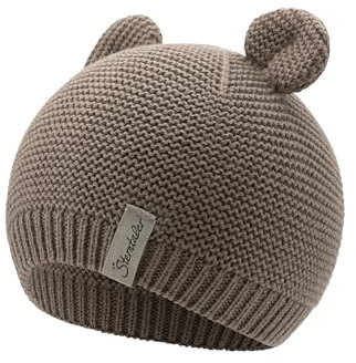 Sterntaler GOTS Strickmütze Ohren - Babymütze aus Baumwolle (Bio) - anschmiegsame Unisex Beanie Mütze mit 3D Öhrchen - Baby und Kinder Übergangsmütze, lichtbraun, Größe 45