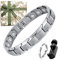 DGUSO Magnetarmband Herren 1 Stück, Ring 1 Stück, Magnetarmband Titanstahl Armband Herren Magnetarmband Herren Magnetische Armbänder Magnetschmuck mit Armbandversteller und Geschenkbox (Silber)