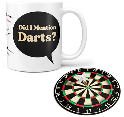 Fun Mug and Coaster Gift Set ‘Did I Mention…’ for Running, Vegan, The Gym (and More!) Obsessives! Perfect Office Secret Santa or Birthday Gift ('Did I Mention Darts?' Mug)
