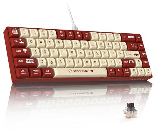 ATTACK SHARK Attack SAHRK AK680 Wired Gaming Keyboard Red&White/Brown Switch