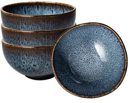 Villeroy & Boch like. by Lave Glacé Suppenschüssel 4er Set, Türkise Bowl Aus Steingut, Müslischale, Suppenschale, Spülmaschinensicher, Mikrowellengeeignet