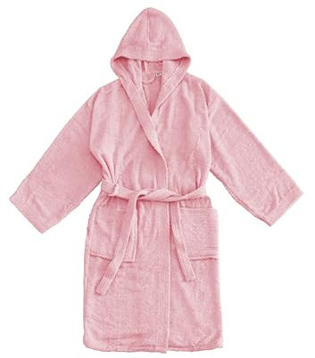 LARA MORADA - Accappatoio Per Uomo - Donna in Puro Cotone al 100%, Tinta Unita, Accappatoio In Morbida Spugna Di Cotone, Con Cappuccio, Unisex, 450gr/m2, Rosa XL
