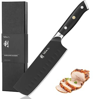 Wakoli Titanium Noir Nakiri Messer 17 cm – Edelstahl Küchenmesser mit schwarzer Titanium-Beschichtung, G10-Griff, Profi Gemüsemesser, scharf & langlebig, stilvolle Geschenkverpackung