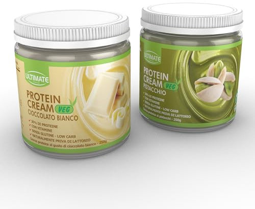 2 protein cream gusti misti (1 veg cioccolato bianco + 1 veg pistacchio) - senza glutine - low carb - 2x250g