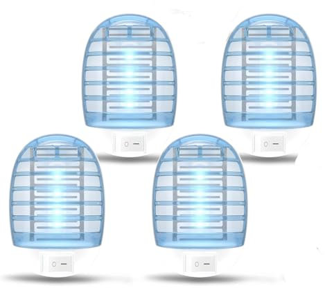 Zanzariera Elettrica Led Silenziosa 4 Pezzi,Trappola per Zanzare,Lampada Antizanzare Elettrica per da Interno y Esterno, Insetti Zanzare,Mosca,Falene