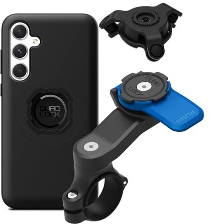 Quad Lock Motorcycle Handlebar Phone Mount Kit with Vibration Dampener and Galaxy A35 MAG Case