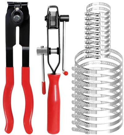 AstraLoom 22-Piece CV Boot Clamp Pliers Tool Set, Stainless Steel Ear Clamp Installer with Adjustable Clamps for Car/ATV/UTV Repair (Red)