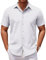 COOFANDY Mens Short Sleeve Business Shirts Summer Casual Button-Down Dress Formal Wedding Shirts Basic Classic Solid Color Top White L