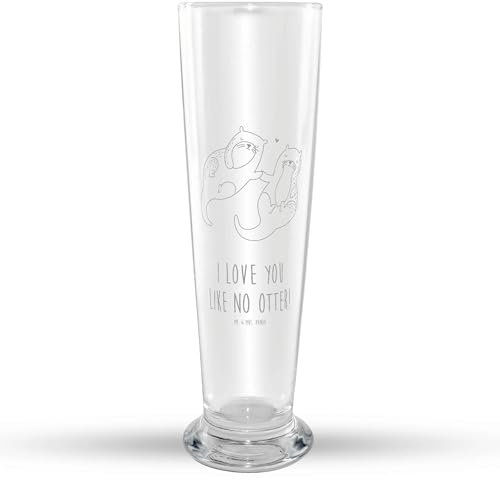 Mr. & Mrs. Panda Weizenglas Otter Hände halten - Geschenk, Weizen Glas, Vatertag, glücklich, Händchen halten, Otter Seeotter See Otter, Seeotter,