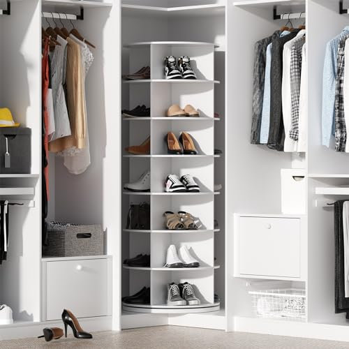 Undres Schuhregal, 7-stöckiger Drehbarer Schuhständer, Schuhschrank, 60×60×160 cm, Runder Schuhständer, Shoe Rack, Kann um 360° Gedreht Werden, Leicht Zugänglich, für Wohnzimmer und Schlafzimmer.