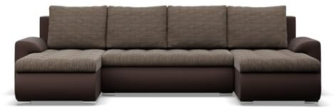 Mebligo - Ecksofa mit Schlaffunktion und 3 Bettkasten FORESTA 302x89x159 (BxHxT) Braun + Braun - Couch U Form, Sofa im Sitz: Wellenfeder + Schaumstoff, Sofas & Couches, Eckcouch