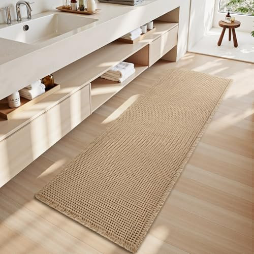 SIXHOME 40x60cm Brown Badematte mit Waffelmuster super saugfähige rutschfeste Badematten Maschinenwaschbare Badezimmermatten mit Gummirückseite