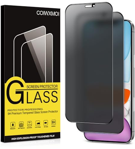 Coiwxmoi Protector de Pantalla Mate Privacidad para iPhone 11/XR,Cristal Templado Mate Anti Espía,9H Dureza Antiarañazos Antihuellas Sin Burbujas Privacy Vidrio Glass Protector Película,2 Piezas