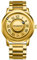 JewelryWe Herrenuhr Edelstahl Magnet Uhr: 30m Wasserdicht Kein Glas Kugellager Analog Quarz Armbanduhr Herren Gold Edelstahlarmband Spiegellose Magnetschwebe-Kugeluhr mit Römische Ziffern