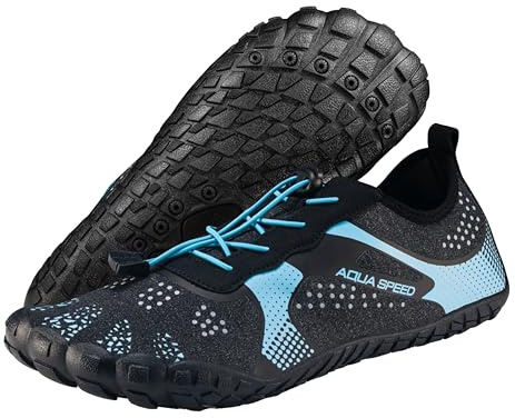 Aqua Speed Nautilus modische Aqua Schuhe + Microfaserhandtuch | Herren | Damen | Jungen | Mädchen | Jugendliche | Profilsohle, Farbe:Nautilus Hellblau 32, Größe:42