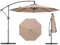 COSTWAY 3M Cantilever Garden Parasol, Hanging Offset Umbrella with Infinite Tilt, 360° Rotation and Crank Handle, Outdoor Water-proof Canopy Sunshade Shelter for Patio Balcony (Coffee)
