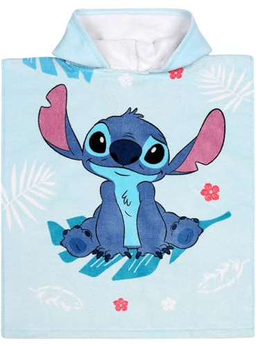 DISNEY Stitch Kinder-Badeponcho 50x115 cm, Baumwolle, OEKO-TEX (F)