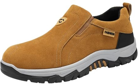 Zapatos ortopédicos para hombre extra anchos - zapatos de senderismo para hombre impermeables de cuero de ante zapatos antideslizantes sin cordones zapatos de seguridad zapatos de trabajo zapatos de