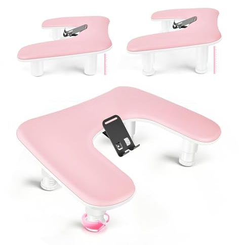 JODSONE Nail Hand Rest Stand Minimalist PU Leather Nail Rest U-Shaped Hand Pad Soft and Comfortable Ideal for Home Manicures Professional Salon Use pink