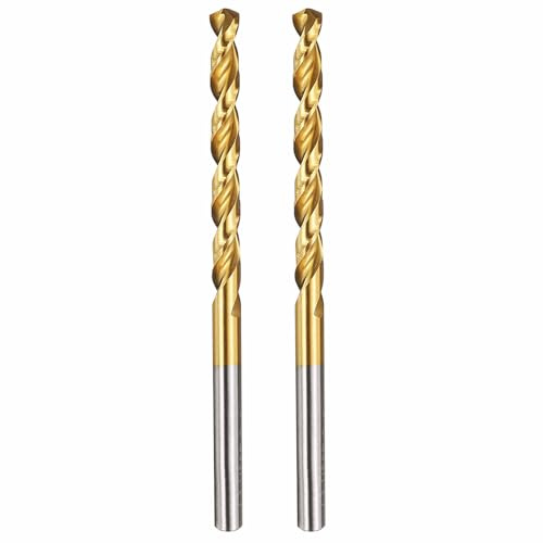 Kozelo 2pcs Drill Bit 4.5mm Diameter M42 8% Cobalt HSS for Hard Metal | Cutting Tool for Machining Hard Metal Stainless Steel Woodworking Handicraft Use, 135° Cutting Angle TiN