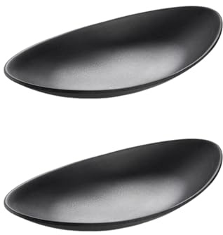 Vauki 2 bandejas para llaves de color negro, 18,4 x 10,2 x 3,6 cm, bandeja ovalada decorativa para pasillo, bandeja cosmética, joyas, cuenco para llaves en la entrada