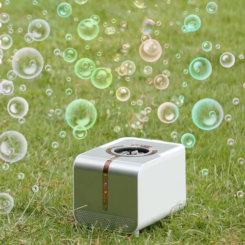 Diyeeni Automatische Seifenblasenmaschine mit LED-Leuchten, Blasengebläse mit Mehr Als 20.000 Pro Minute, Plug-in- oder Batteriebetriebener Seifenblasenhersteller für Hochzeiten,