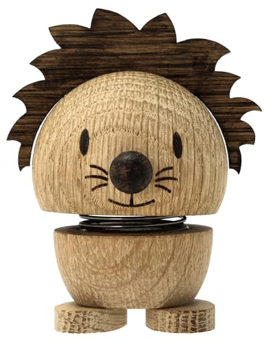 Hoptimist Wooden Lion Figure – Woobly Savannah Animal Decoration – Fun Office Gadget – Collectible Gift for Men and Women – Danish Design – 7.8 x 6.2 cm – Small – Oak