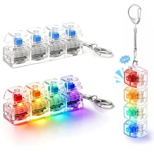 3 Stück Fidget Tastatur mit LED Licht, Tastatur Fidget Toy Clicker Schlüsselanhänger, Leuchtendes Keyboard Fidget Toy zum Stressabbau, Büro Schule Alltag, für Entspannung und Konzentration