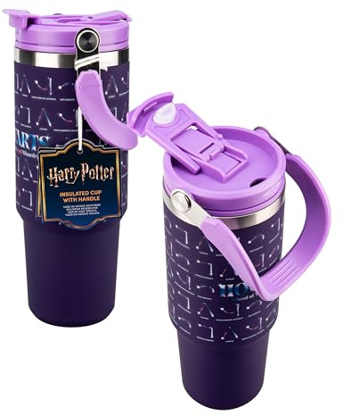 Paladone Harry Potter Insulated Tumbler 900ml - Officially Licensed | 900ml Insulated Tumbler • Handle & Straw Lid • Keeps Drinks Hot Or Cold • Portable Design • HP Gift