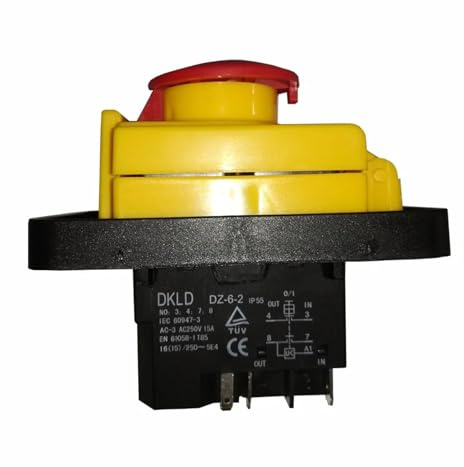 DZ-6-2 5-poliger elektromagnetischer Druckknopfschalter Start-Stopp-Schalter mit Not-Aus-Abdeckung Schleifmaschine 250VAC 15A Controls Switches