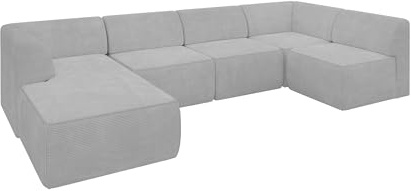 ALTDECOR Ecksofa in U-Form Corner Sofa Bett Eckcouch Couch L-Form Wohnlandschaft Cauchsofa MOVO 345x180x78 Grau