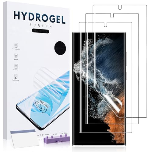 Coiwxmoi 3 Pezzi Pellicola Compatibile con Samsung Galaxy S22 Ultra 5G, HD Trasparente Film TPU Pellicola Protettiva [Non Vetro], Senza Bolle, antigraffio, supporto per ID impronte digitali