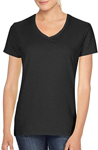 Gildan Ladies Soft Style Short Sleeve V-Neck T-Shirt (S) (Black)