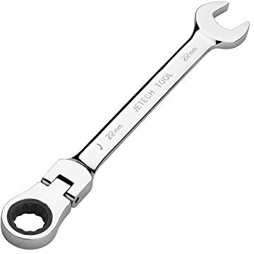 Jetech Chiave ad ingranaggi a testa flessibile da 22 mm, chiave a cricchetto flessibile di livello industriale in acciaio legato Cr-V forgiato e trattato termicamente, metrica